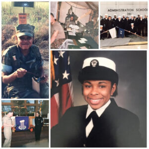 Multiple photos of the author in uniform during military service